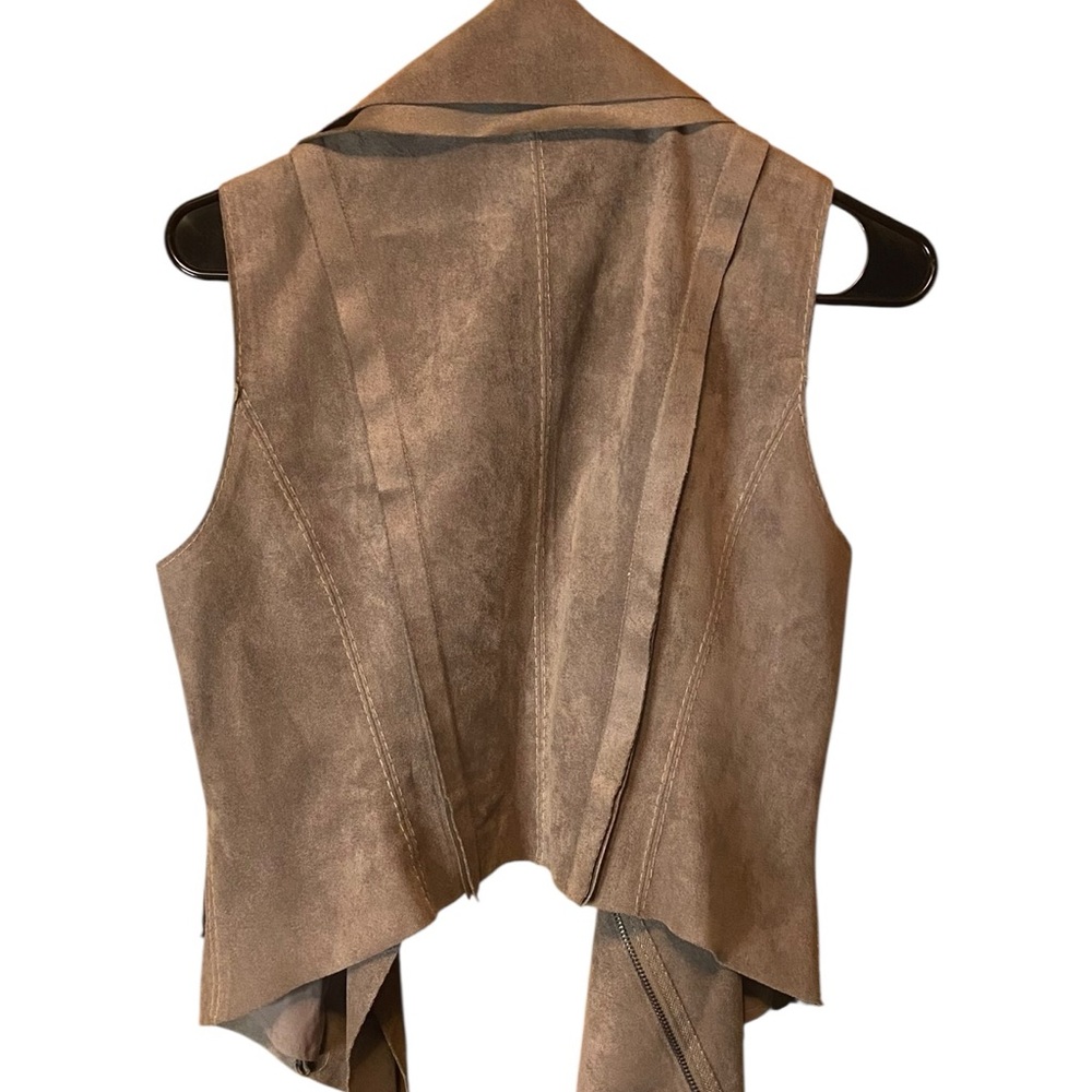 BCBGMaxAzria Boho Brown Faux Suede Draped Vest Small - Picture 5 of 8